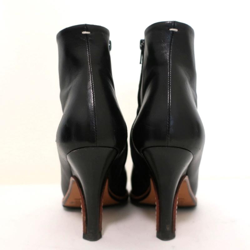 Maison Martin Margiela Pointed Toe Ankle Boots Black Leather Size 37.5 available at CelebrityOwned.com img_7