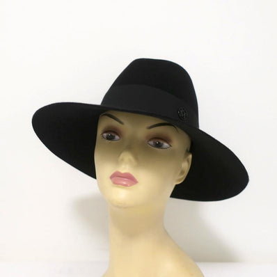 Maison Michel Kate Fedora Hat Black Grosgrain-Trim Felt Size Small NEW available at CelebrityOwned.com img_1