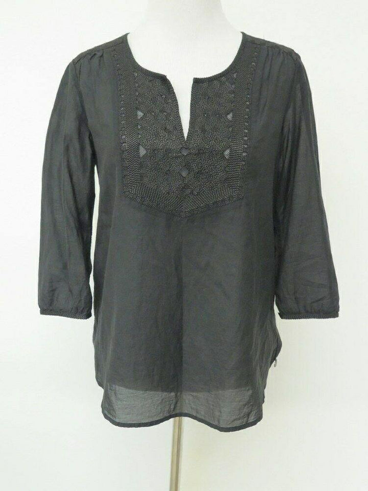 Maison Scotch Blouse Black Embroidered Cotton Size 1 available at CelebrityOwned.com img_1