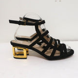 Maiyet Cage Sandals Valencia Black Suede Size 38 Ankle Strap Cutout-Heel available at CelebrityOwned.com img_2