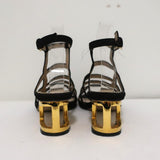 Maiyet Cage Sandals Valencia Black Suede Size 38 Ankle Strap Cutout-Heel available at CelebrityOwned.com img_8