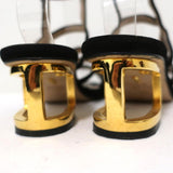 Maiyet Cage Sandals Valencia Black Suede Size 38 Ankle Strap Cutout-Heel available at CelebrityOwned.com img_9
