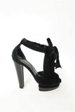 Malandrino Platform Sandal Black Suede & Pony Hair Size 37 Ankle Wrap Wood Heel available at CelebrityOwned.com img_1