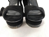 Malandrino Platform Sandal Black Suede & Pony Hair Size 37 Ankle Wrap Wood Heel available at CelebrityOwned.com img_5