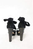 Malandrino Platform Sandal Black Suede & Pony Hair Size 37 Ankle Wrap Wood Heel available at CelebrityOwned.com img_6
