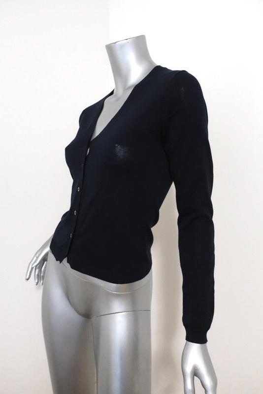 Malo Cardigan Navy Cotton Knit Size 38 V-Neck Sweater available at CelebrityOwned.com img_4