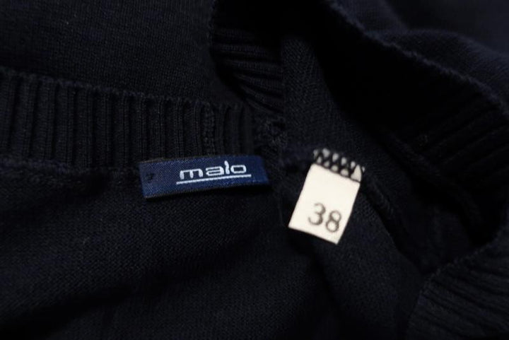 Malo Cardigan Navy Cotton Knit Size 38 V-Neck Sweater available at CelebrityOwned.com img_6