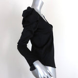 Manning Cartell Puff Sleeve Blouse Black Stretch Satin Size US 0 V-Neck Top NEW available at CelebrityOwned.com img_4