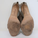 Manolo Blahnik Chaos Fringe Sandals Taupe Suede Size 36 Open Toe Heels available at CelebrityOwned.com img_11