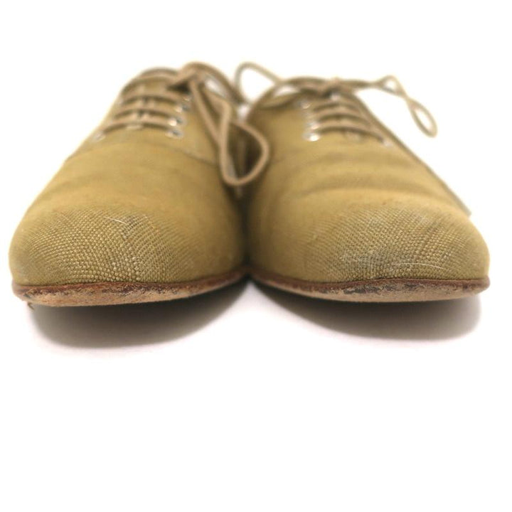 Manolo Blahnik Oxfords Sage Raw Silk Size 38.5 Lace-Up Flats available at CelebrityOwned.com img_4