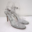 Manolo Blahnik PVC Crisscross Sandals Silver Leather Size 41 Ankle Strap Heel