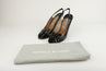 Manolo Blahnik Slingback Sandals Black Perforated Patent Size 38.5 Peep Toe Pump