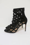 Manolo Blahnik Vagibuzip Cage Booties Black Cutout Suede Size 40.5 Open Toe Heel available at CelebrityOwned.com img_5
