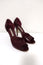 Manolo Blahnik d'Orsay Open Toe Pumps Burgundy Patent Leather Size 38