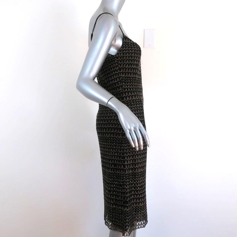 Marc Jacobs Beaded Slip Dress Black/Gold Size 6 available at CelebrityOwned.com img_4