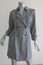 Marc Jacobs Gingham Trench Coat Blue/Cream Coated Silk Jacket Size 2