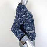 Marc Jacobs Jacket Sequin-Trim Blue/Silver Metallic Floral Jacquard Size 8 available at CelebrityOwned.com img_4