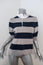 Marc Jacobs Puff Sleeve Rugby Sweater Gray/Navy Size Medium Ruffle Collar Top