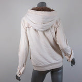 Marc by Marc Jacobs Shearling Lined Hoodie Jacket Cream Cotton Size Medium available at CelebrityOwned.com img_7