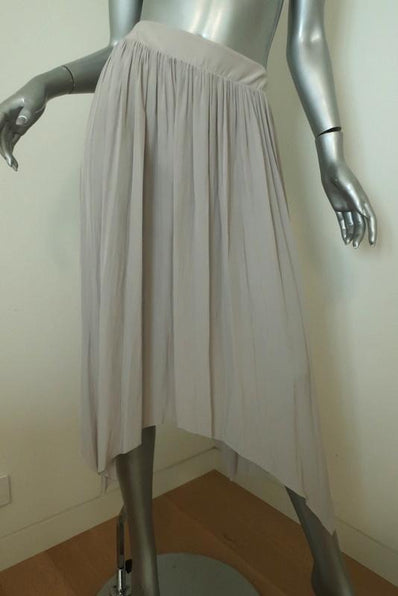 Margaret O'Leary Handkerchief Skirt Light Gray Shirred Matte Satin Size Small available at CelebrityOwned.com img_1