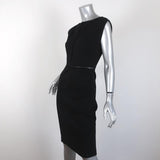 Marna Ro Dress Black Ladder Lace-Trim Crepe Size Small Cap Sleeve Sheath available at CelebrityOwned.com img_3