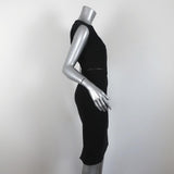 Marna Ro Dress Black Ladder Lace-Trim Crepe Size Small Cap Sleeve Sheath available at CelebrityOwned.com img_4