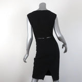 Marna Ro Dress Black Ladder Lace-Trim Crepe Size Small Cap Sleeve Sheath available at CelebrityOwned.com img_5