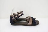 Marni Ankle Strap Sandals Bronze Leather & Navy Suede Size 36.5 Open Toe Flats available at CelebrityOwned.com img_2