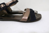 Marni Ankle Strap Sandals Bronze Leather & Navy Suede Size 36.5 Open Toe Flats available at CelebrityOwned.com img_3