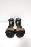 Marni Ankle Strap Sandals Bronze Leather & Navy Suede Size 36.5 Open Toe Flats available at CelebrityOwned.com img_4