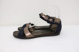 Marni Ankle Strap Sandals Bronze Leather & Navy Suede Size 36.5 Open Toe Flats available at CelebrityOwned.com img_6