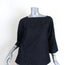 Marni Dark Denim Side-Zip Top Cotton-Cashmere Size 38 Boatneck 3/4 Sleeve