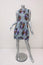 Marni Dress Blue Floral Print Cotton Size 38 Leather-Trim Sleeveless Mini