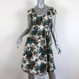 Marni Dress Cream/Multi Floral Print Taffeta Size 42 Pleated Cap Sleeve available at CelebrityOwned.com img_1