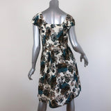 Marni Dress Cream/Multi Floral Print Taffeta Size 42 Pleated Cap Sleeve available at CelebrityOwned.com img_5