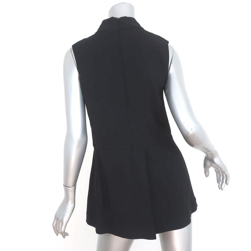 Marni Peplum Top Black Pleated Stretch Crepe Size 40 Sleeveless Blouse available at CelebrityOwned.com img_6