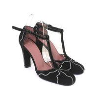 Marni T-Strap Mary Jane Pumps Black Embroidered Suede Size 36 available at CelebrityOwned.com img_1