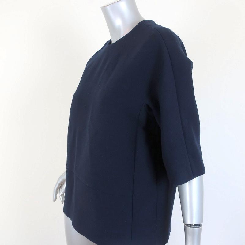Marni Top Navy Wool Crepe Size 38 Half-Sleeve Blouse available at CelebrityOwned.com img_3