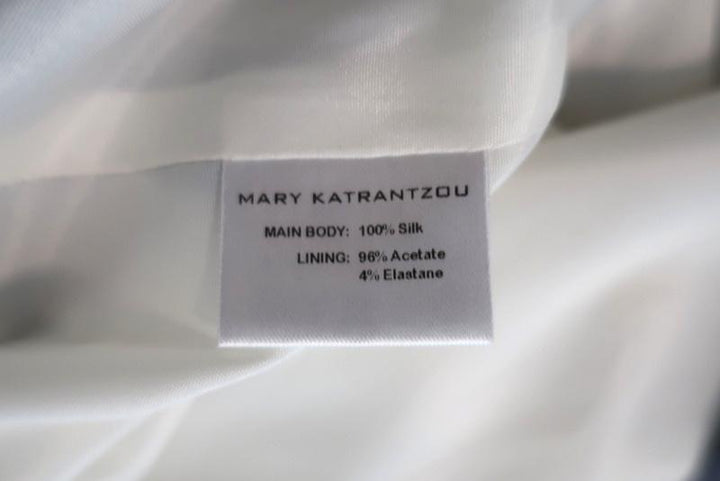 Mary Katrantzou Dress White/Gray Spoon Print Satin Size UK 12 Cap Sleeve Sheath available at CelebrityOwned.com img_6