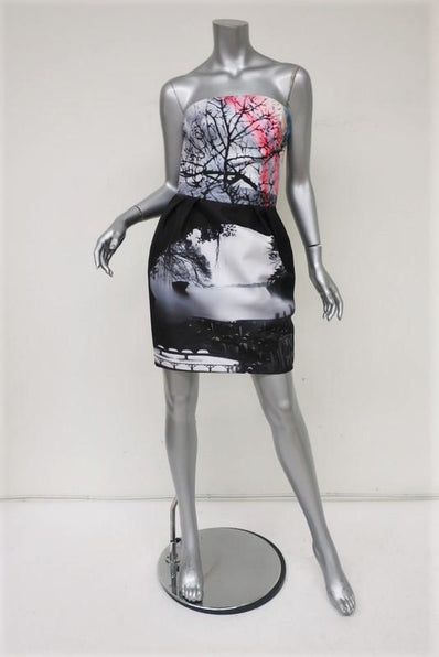 Mary Katrantzou Strapless Bustier Dress Landscape Print Twill Mini Size 6 available at CelebrityOwned.com img_1
