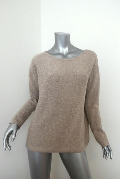 Massimo Alba Sweater Beige Cotton Knit Size Medium Scoop Neck Pullover available at CelebrityOwned.com img_1