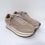 Massimo Dutti Platform Low Top Sneakers Nude Suede & Leather Size 36 available at CelebrityOwned.com img_1