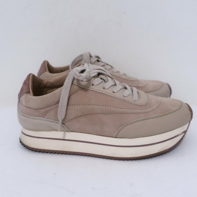 Massimo Dutti Platform Low Top Sneakers Nude Suede &amp; Leather Size 36 available at CelebrityOwned.com img_2