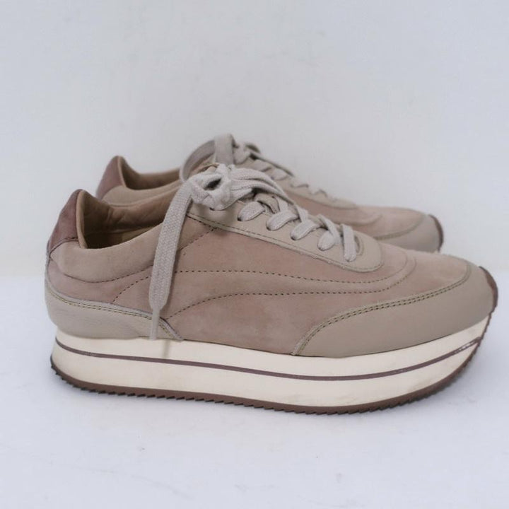Massimo Dutti Platform Low Top Sneakers Nude Suede &amp; Leather Size 36 available at CelebrityOwned.com img_2
