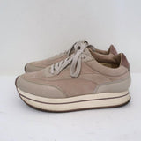 Massimo Dutti Platform Low Top Sneakers Nude Suede & Leather Size 36 available at CelebrityOwned.com img_5