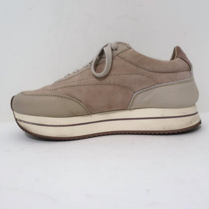 Massimo Dutti Platform Low Top Sneakers Nude Suede &amp; Leather Size 36 available at CelebrityOwned.com img_6