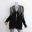 Maurizio Pecoraro Cardigan Black Intarsia Knit Size US 8 Frayed Hem Sweater