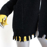 Maurizio Pecoraro Cardigan Black Intarsia Knit Size US 8 Frayed Hem Sweater available at CelebrityOwned.com img_2