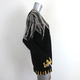 Maurizio Pecoraro Cardigan Black Intarsia Knit Size US 8 Frayed Hem Sweater available at CelebrityOwned.com img_3