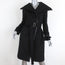 Max Mara Coat Black Leather-Trim Camel Hair Size 38 US 4 Belted Jacket